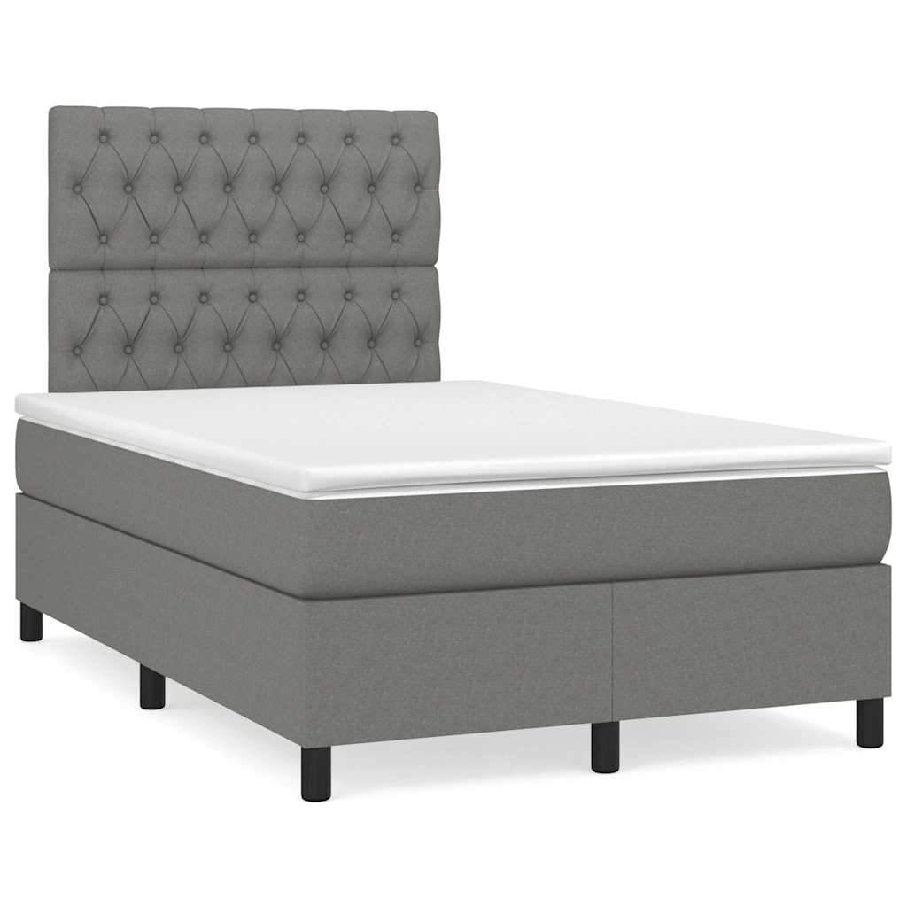 Krevet box spring s madracem LED tamnosivi 120 x 190 cm tkanina