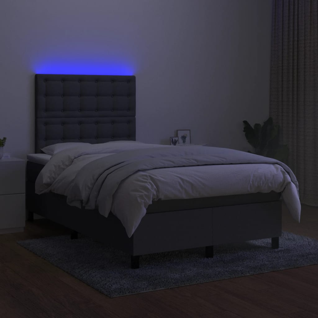 Krevet box spring s madracem LED tamnosivi 120 x 190 cm tkanina
