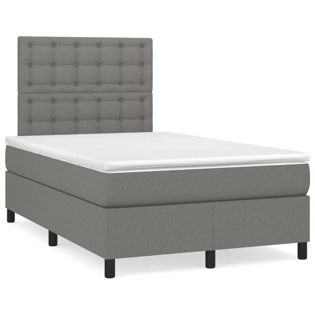 Krevet box spring s madracem LED tamnosivi 120 x 190 cm tkanina