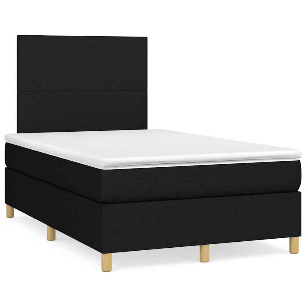 Krevet box spring s madracem LED crni 120 x 190 cm od tkanine