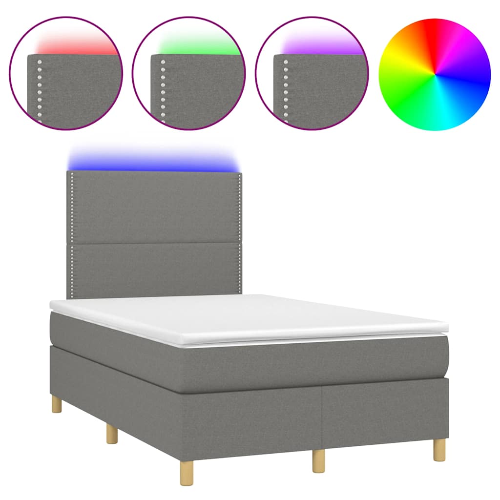 Krevet box spring s madracem LED tamnosivi 120 x 190 cm tkanina