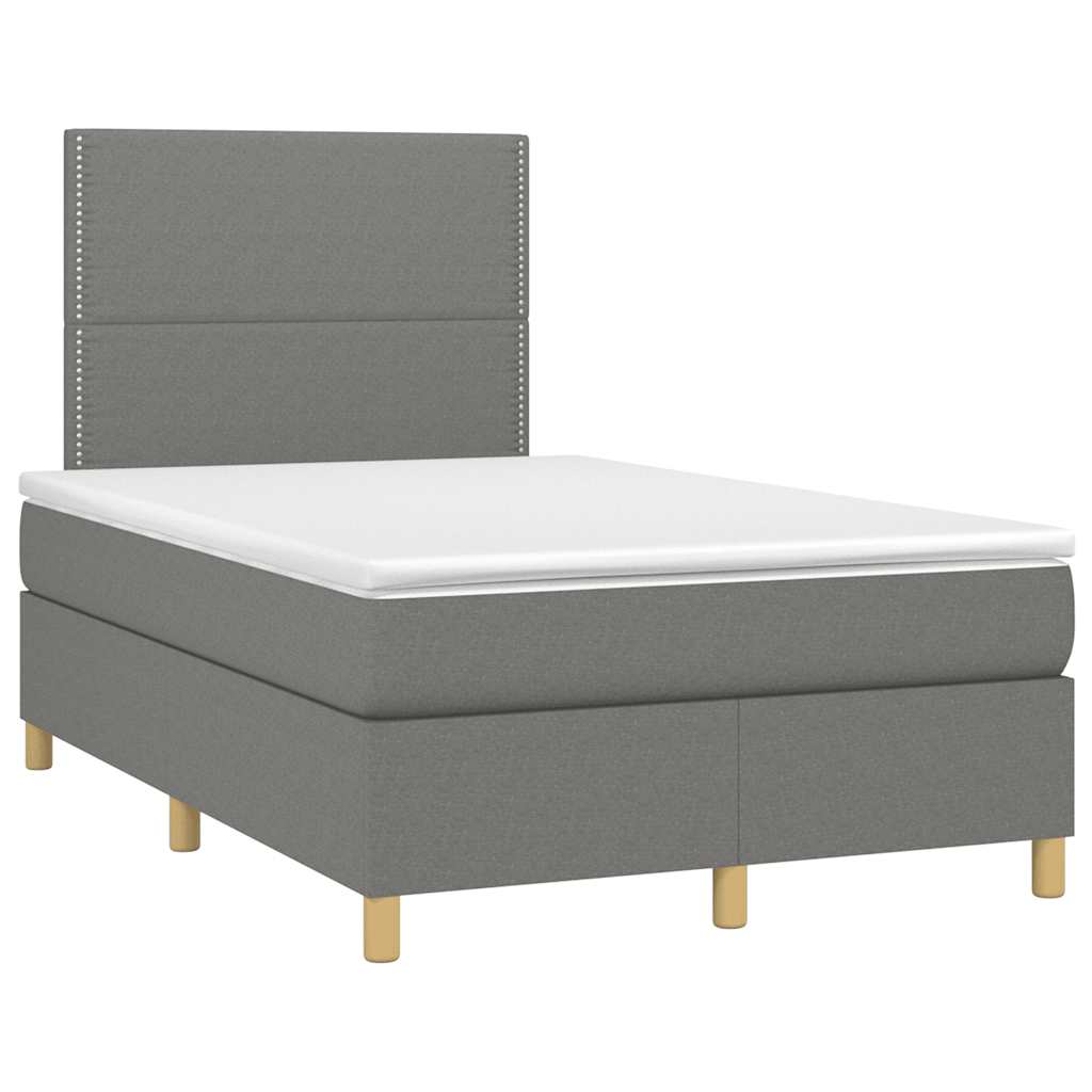 Krevet box spring s madracem LED tamnosivi 120 x 190 cm tkanina