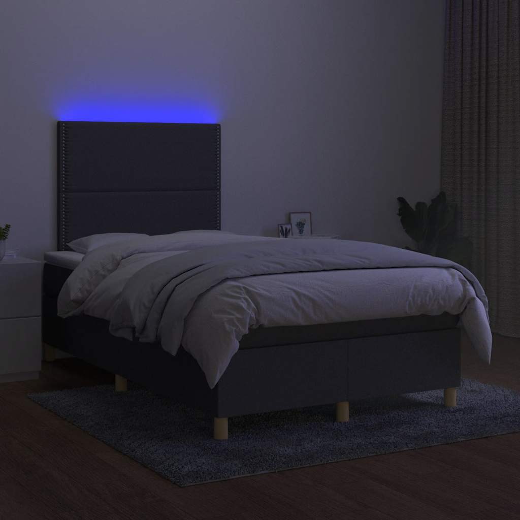 Krevet box spring s madracem LED tamnosivi 120 x 190 cm tkanina