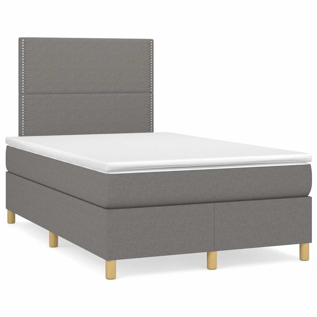 Krevet box spring s madracem LED tamnosivi 120 x 190 cm tkanina