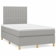 Krevet s oprugama i madracem LED svjetlosivi 120x190 cm tkanina