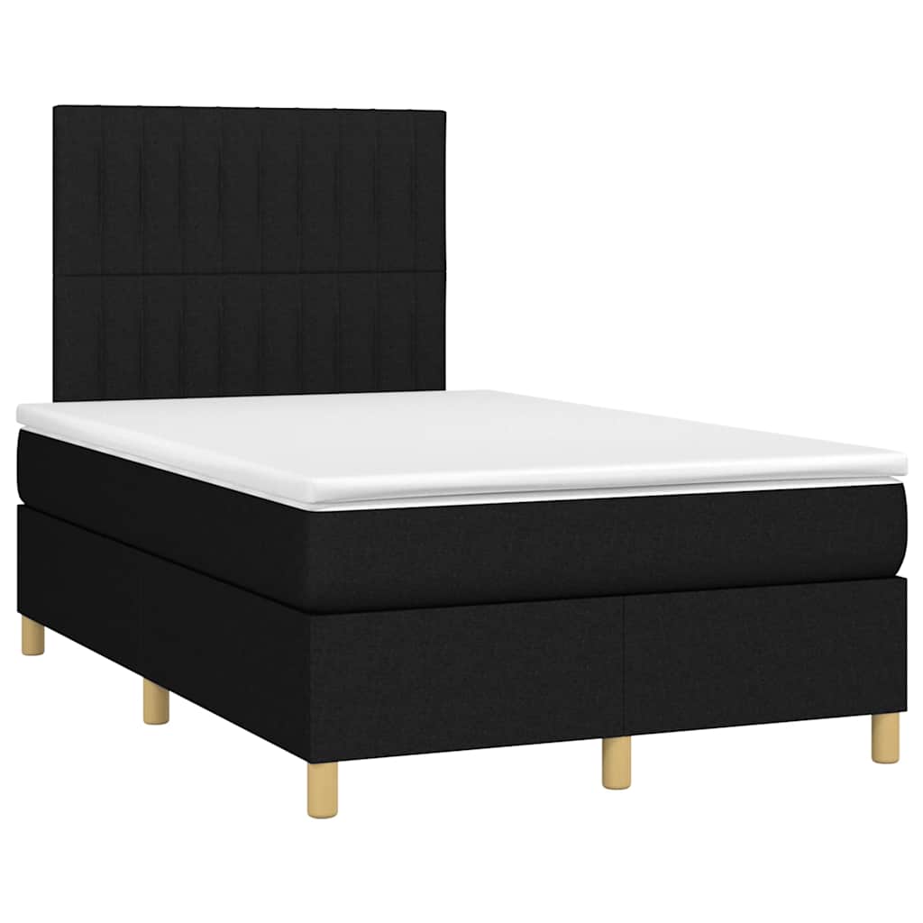Krevet box spring s madracem LED crni 120 x 190 cm od tkanine