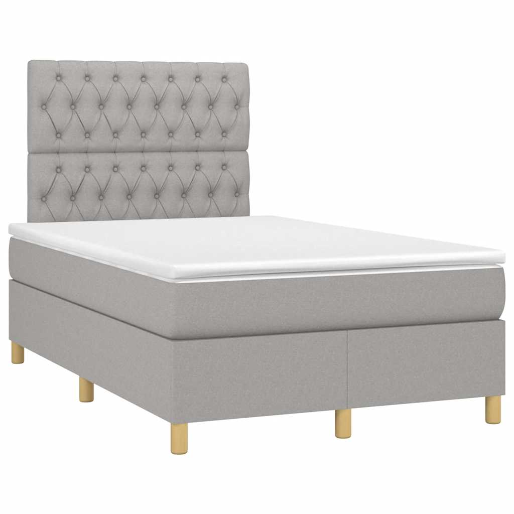 Krevet s oprugama i madracem LED svjetlosivi 120x190 cm tkanina