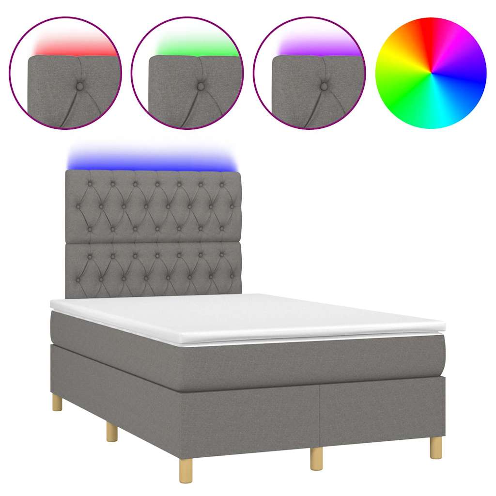 Krevet box spring s madracem LED tamnosivi 120 x 190 cm tkanina