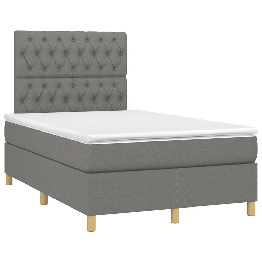 Krevet box spring s madracem LED tamnosivi 120 x 190 cm tkanina