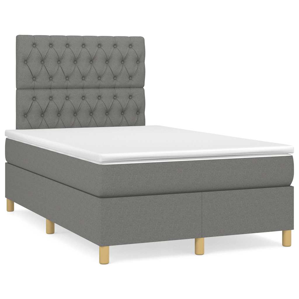 Krevet box spring s madracem LED tamnosivi 120 x 190 cm tkanina