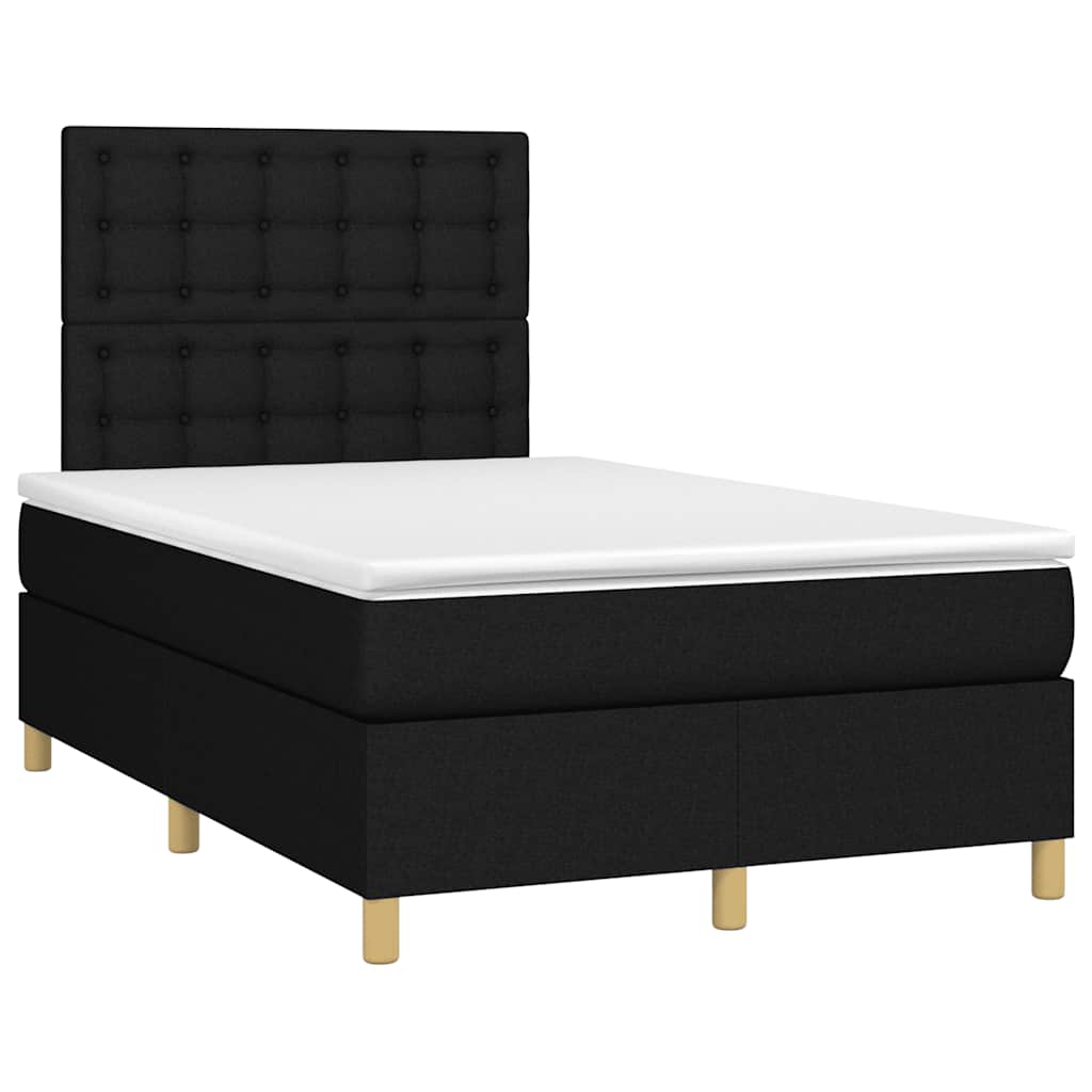 Krevet box spring s madracem LED crni 120 x 190 cm od tkanine