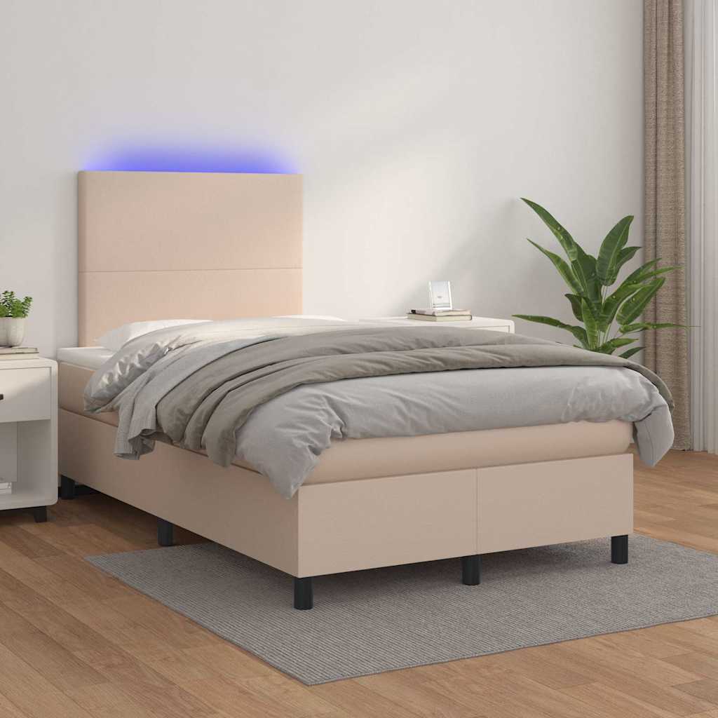 Krevet s oprugama i madracem LED 120x190 cm umjetna koža