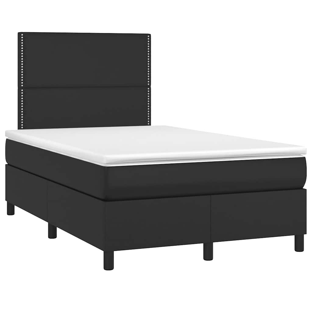 Krevet box spring s madracem LED crni 120 x 190 cm umjetna koža