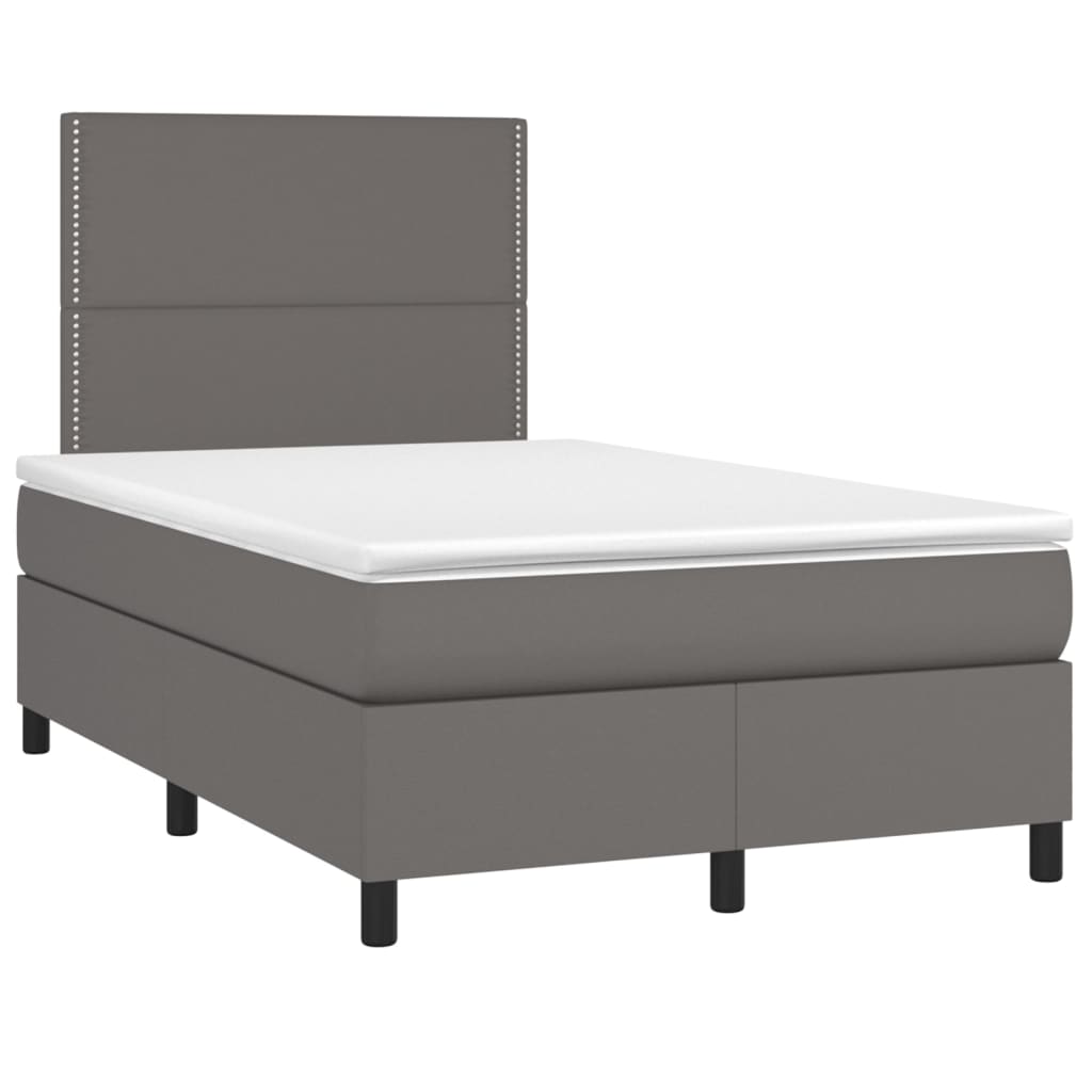 Krevet s oprugama i madracem LED sivi 120x190 cm umjetna koža