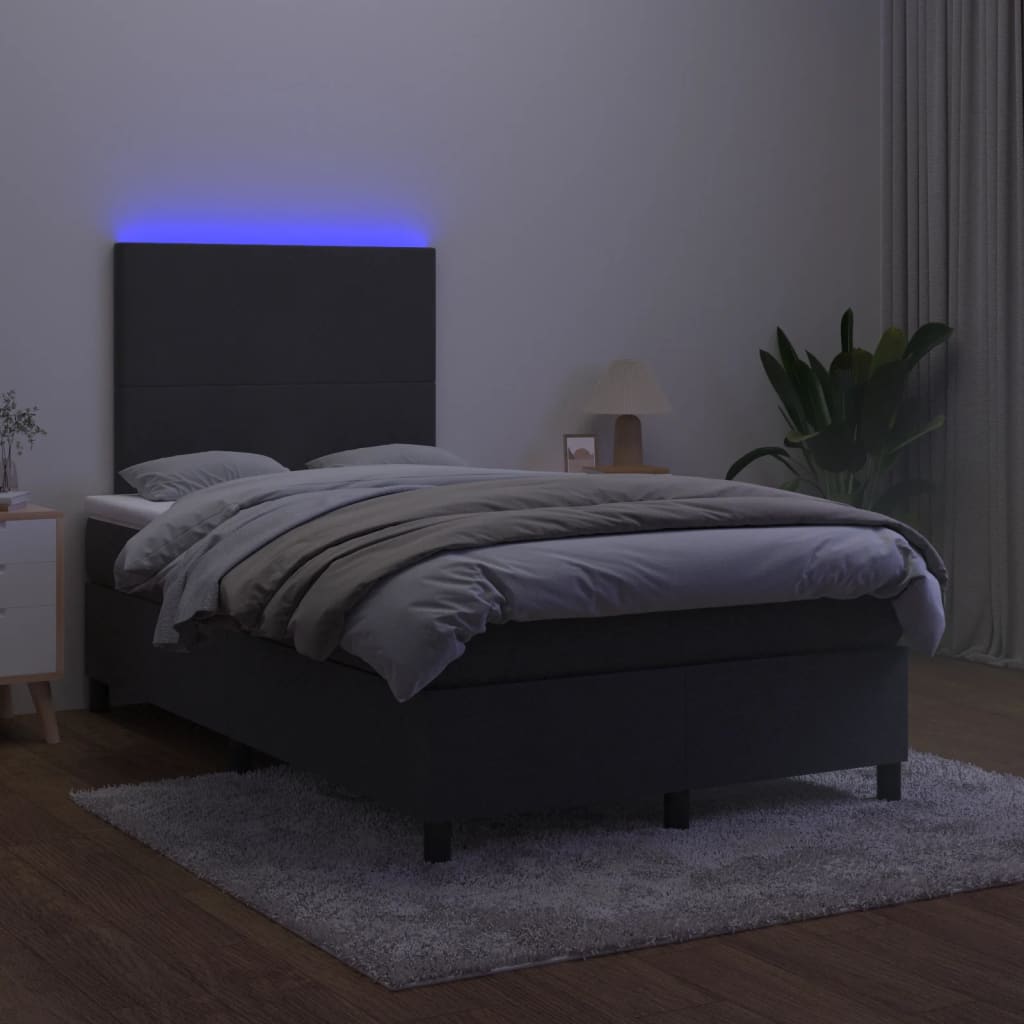 Krevet box spring s madracem LED crni 120 x 190 cm baršunasti