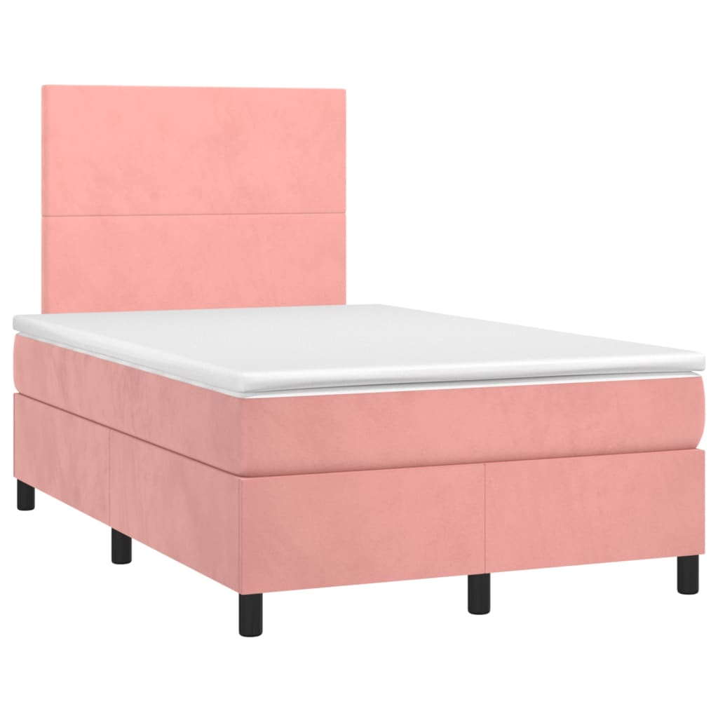 Krevet box spring s madracem LED ružičasti 120x190cm baršunasti
