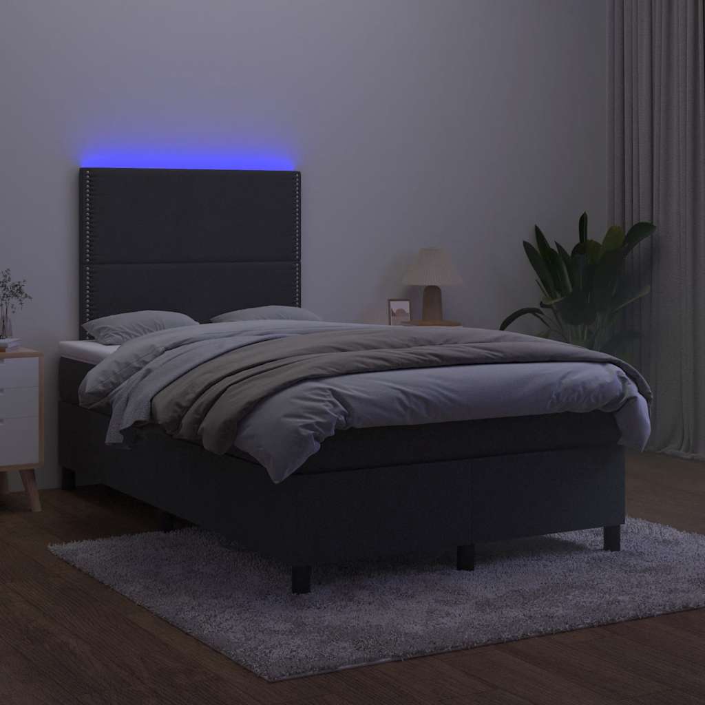 Krevet box spring s madracem LED crni 120 x 190 cm baršunasti