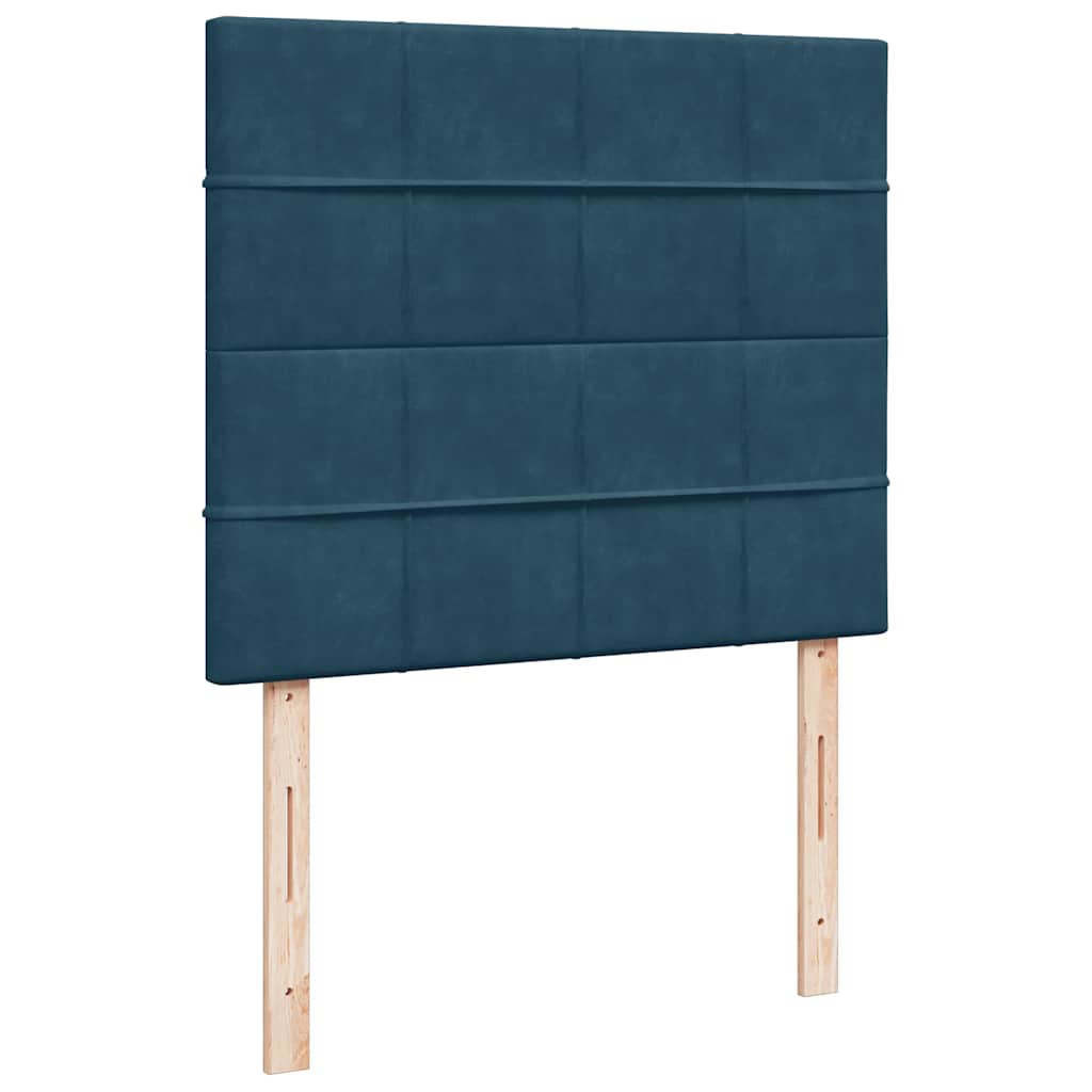 Krevet s oprugama i madracem LED tamnoplavi 120 x 190 cm baršun