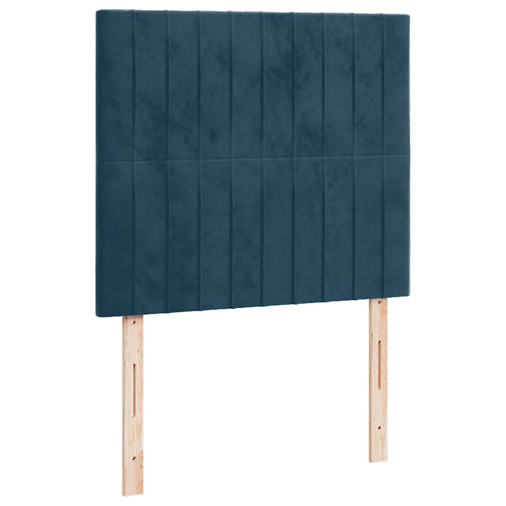 Krevet s oprugama i madracem LED tamnoplavi 120 x 190 cm baršun