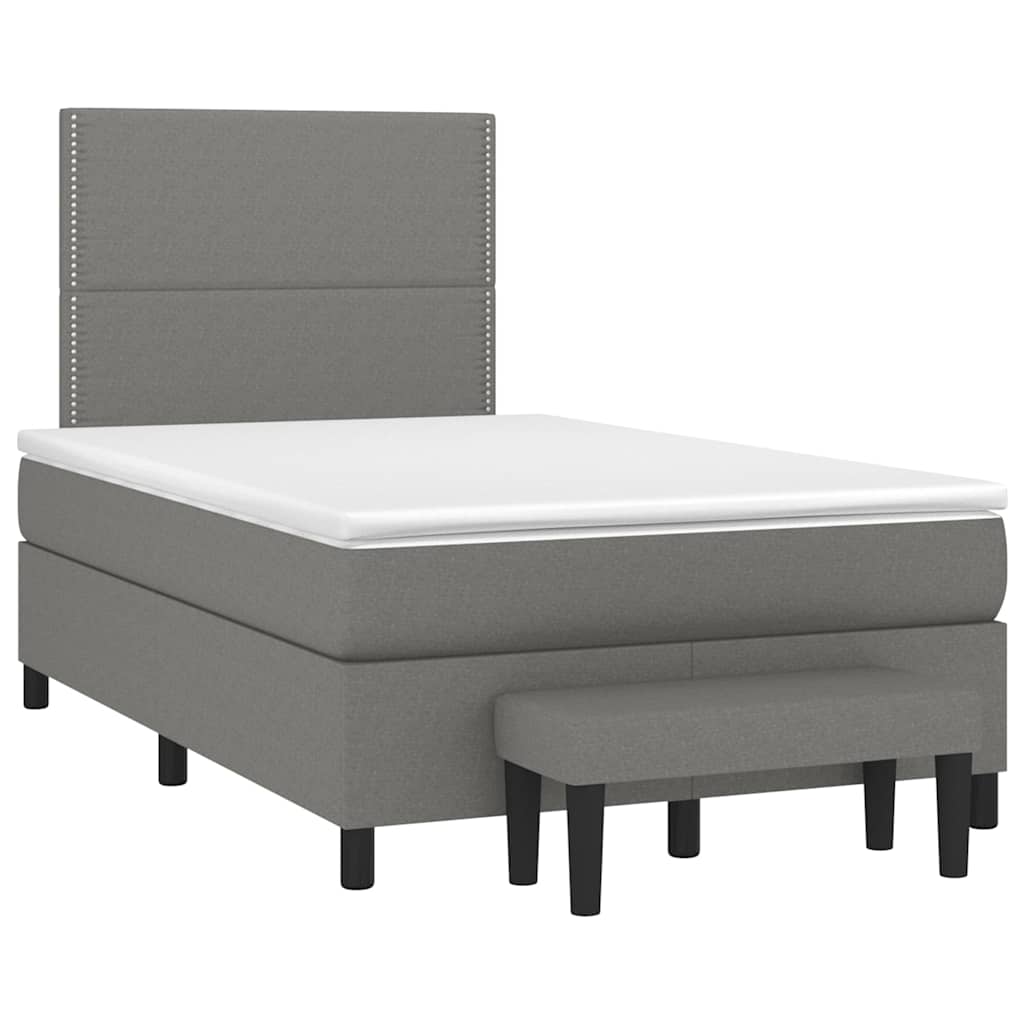Krevet box spring s madracem tamnosivi 120 x 190 cm tkanina
