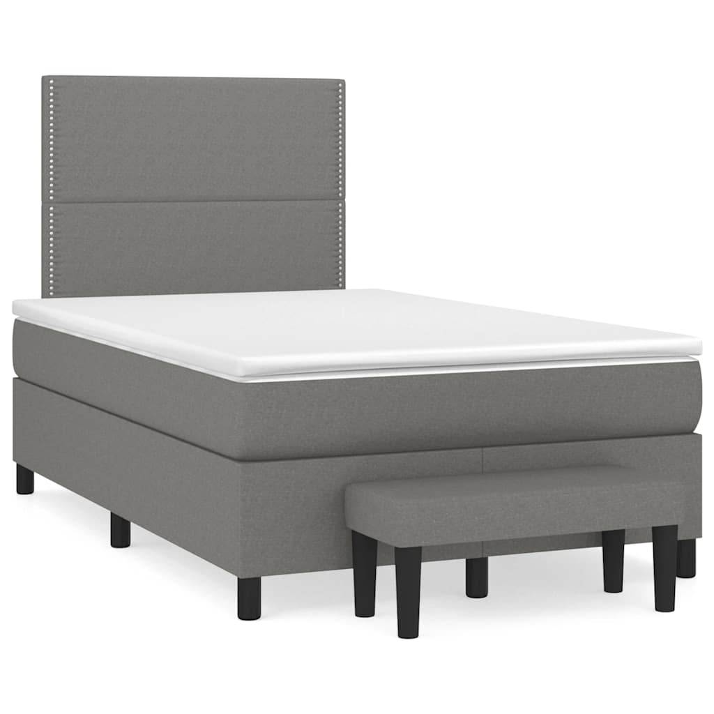 Krevet box spring s madracem tamnosivi 120 x 190 cm tkanina