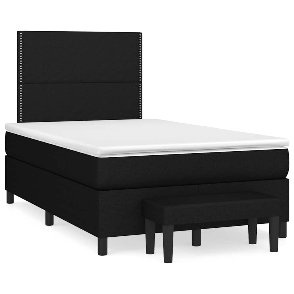 Krevet box spring s madracem crni 120 x 190 cm od tkanine