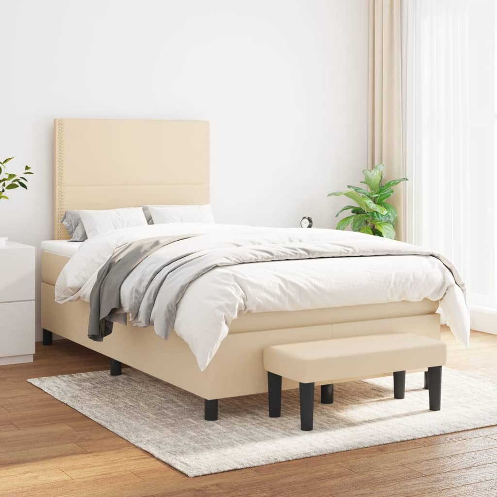 Krevet box spring s madracem krem 120 x 190 cm od tkanine