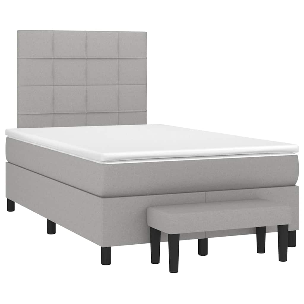 Krevet s oprugama i madracem svjetlosivi 120x190 cm od tkanine