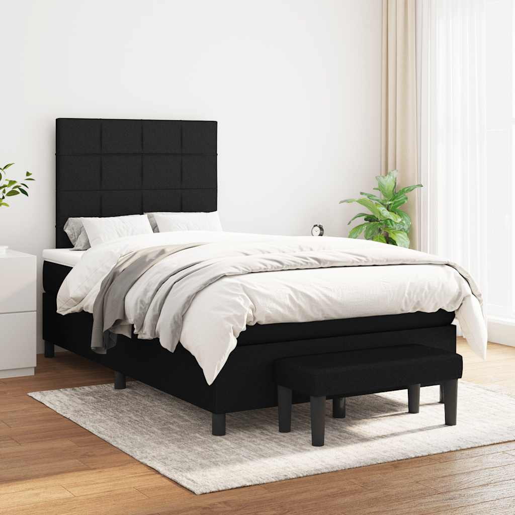 Krevet box spring s madracem crni 120 x 190 cm od tkanine