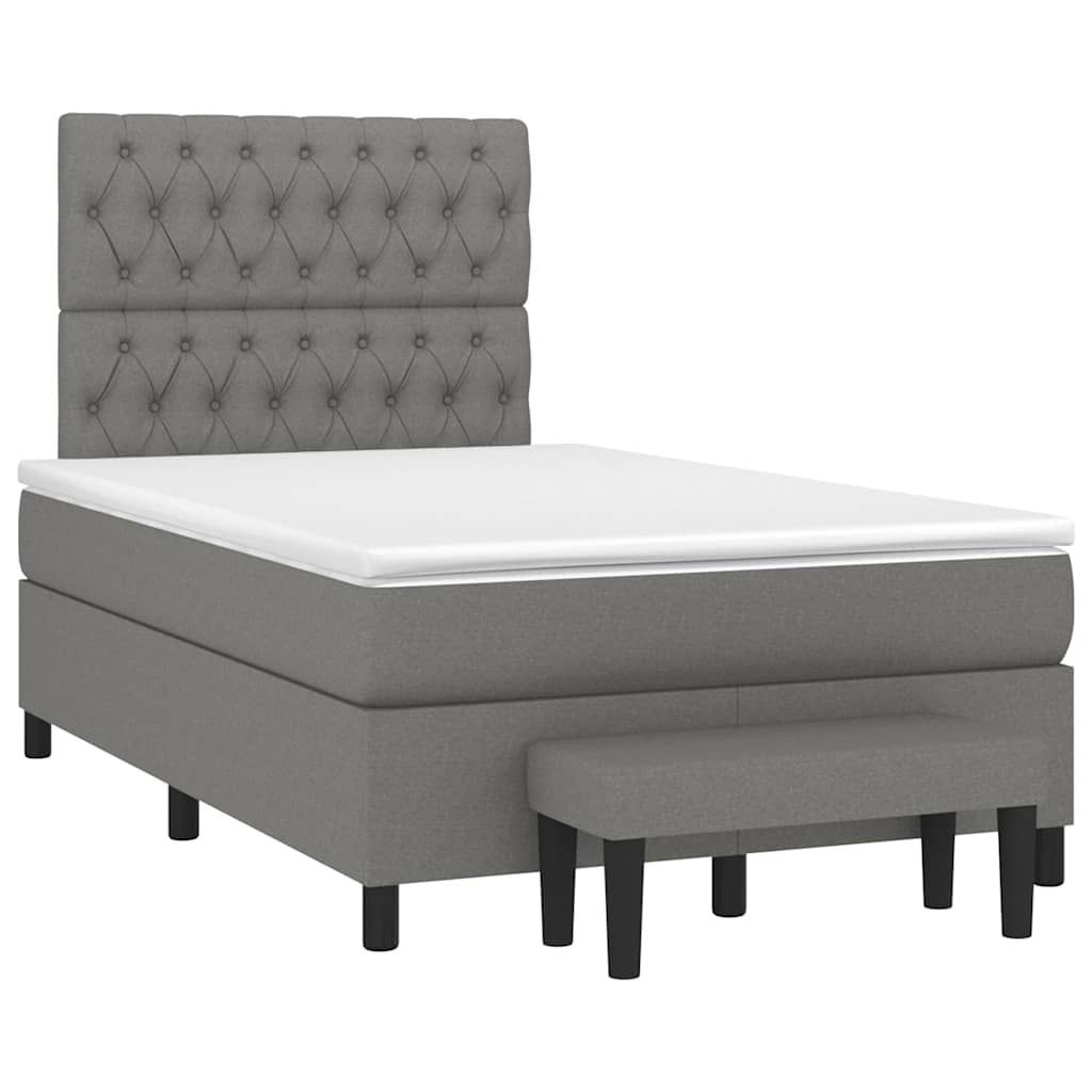 Krevet box spring s madracem tamnosivi 120 x 190 cm tkanina