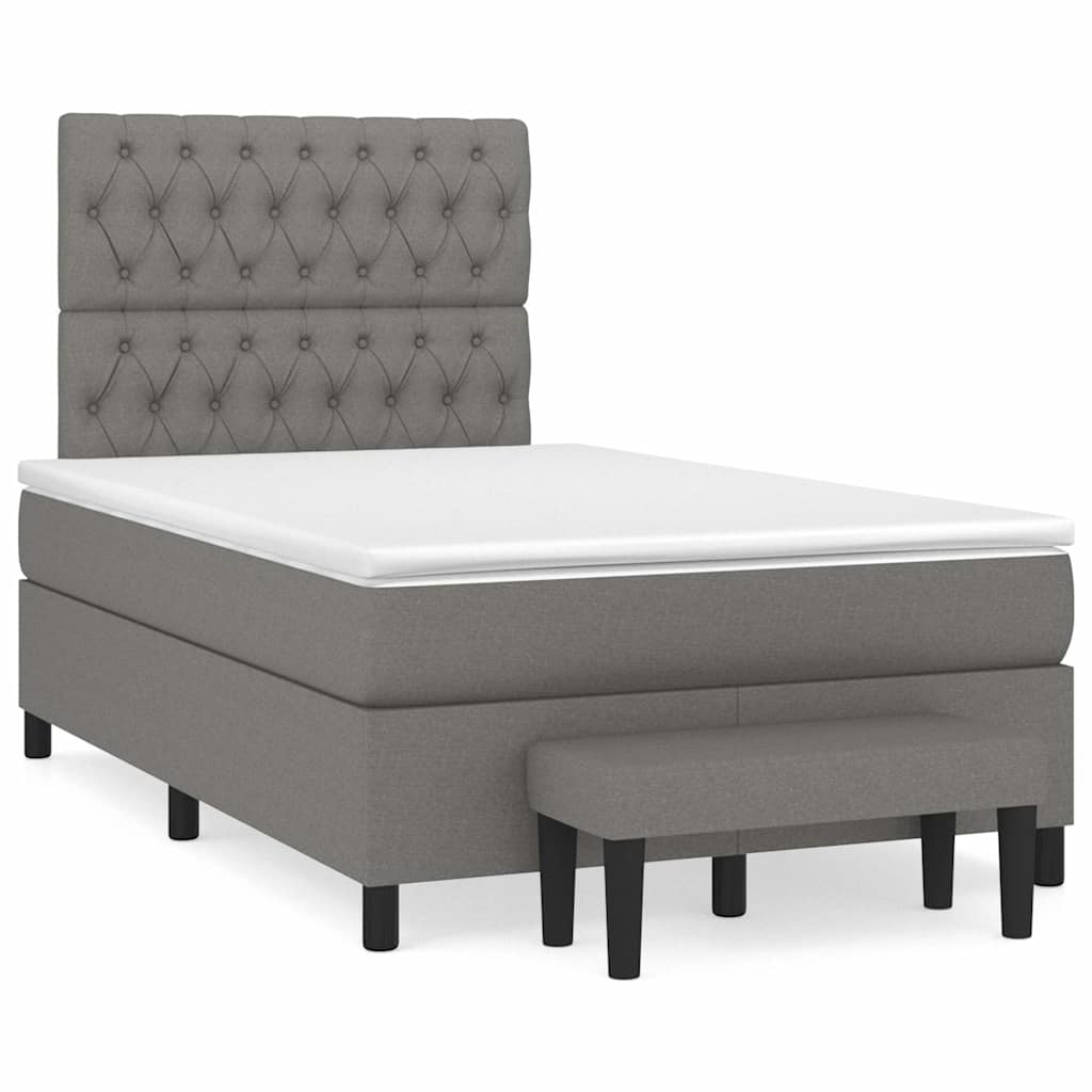 Krevet box spring s madracem tamnosivi 120 x 190 cm tkanina
