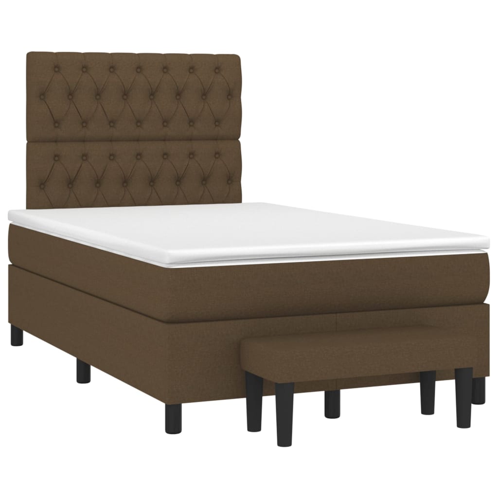Krevet box spring s madracem tamnosmeđi 120 x 190 cm od tkanine