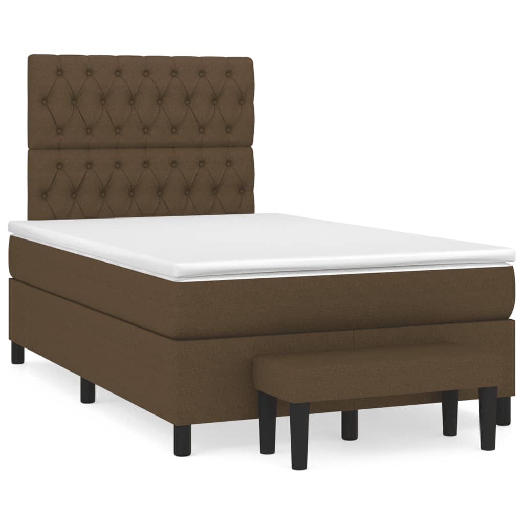 Krevet box spring s madracem tamnosmeđi 120 x 190 cm od tkanine