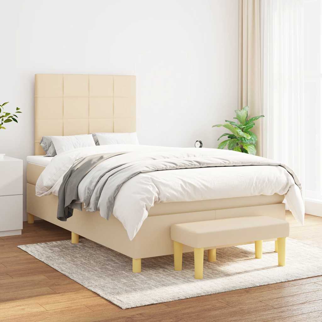 Krevet box spring s madracem krem 120 x 190 cm od tkanine