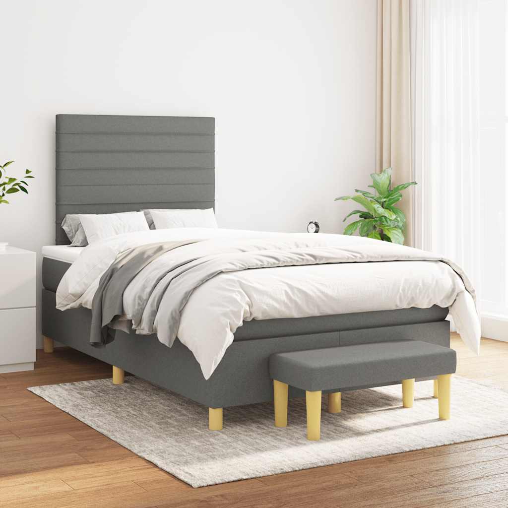 Krevet box spring s madracem crni 120 x 190 cm od tkanine