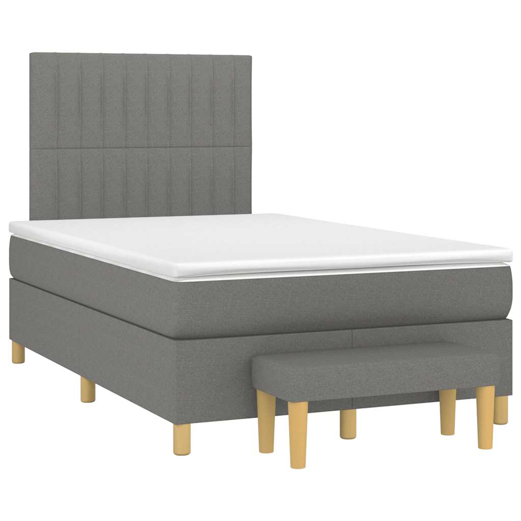 Krevet box spring s madracem tamnosivi 120 x 190 cm tkanina