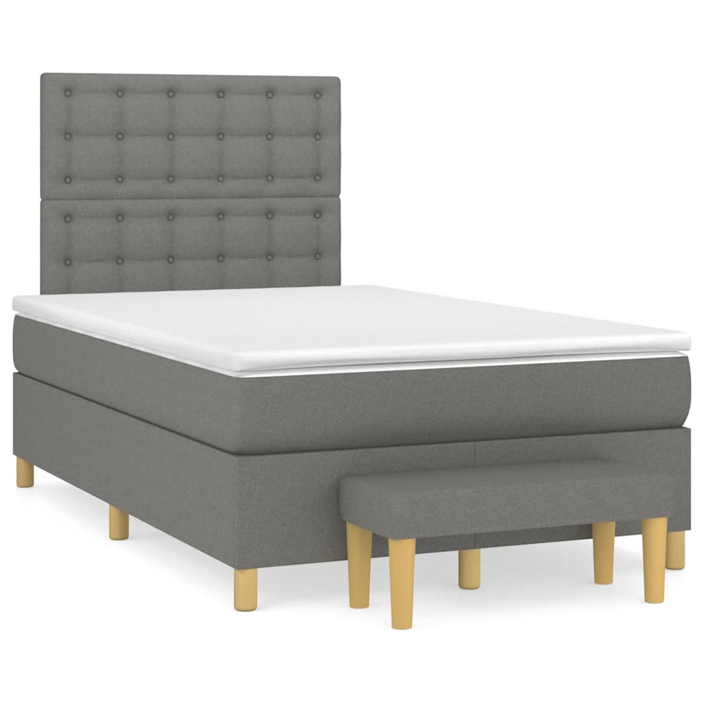 Krevet box spring s madracem tamnosivi 120 x 190 cm tkanina