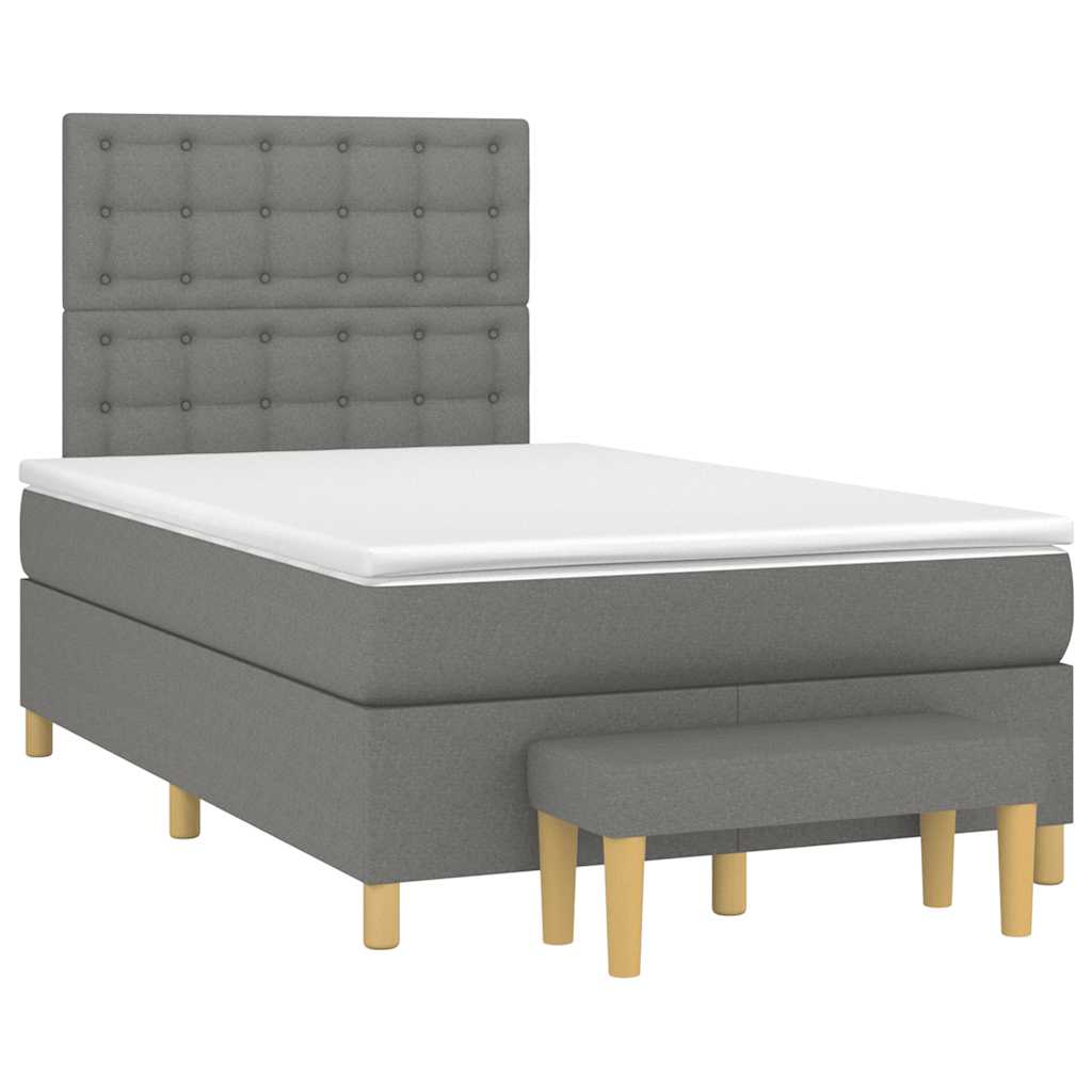 Krevet box spring s madracem tamnosivi 120 x 190 cm tkanina