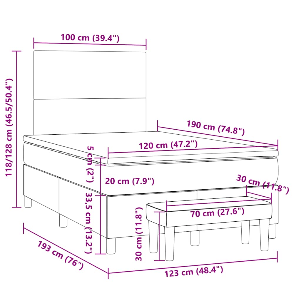 Krevet box spring s madracem bijeli 120x190 cm od umjetne kože