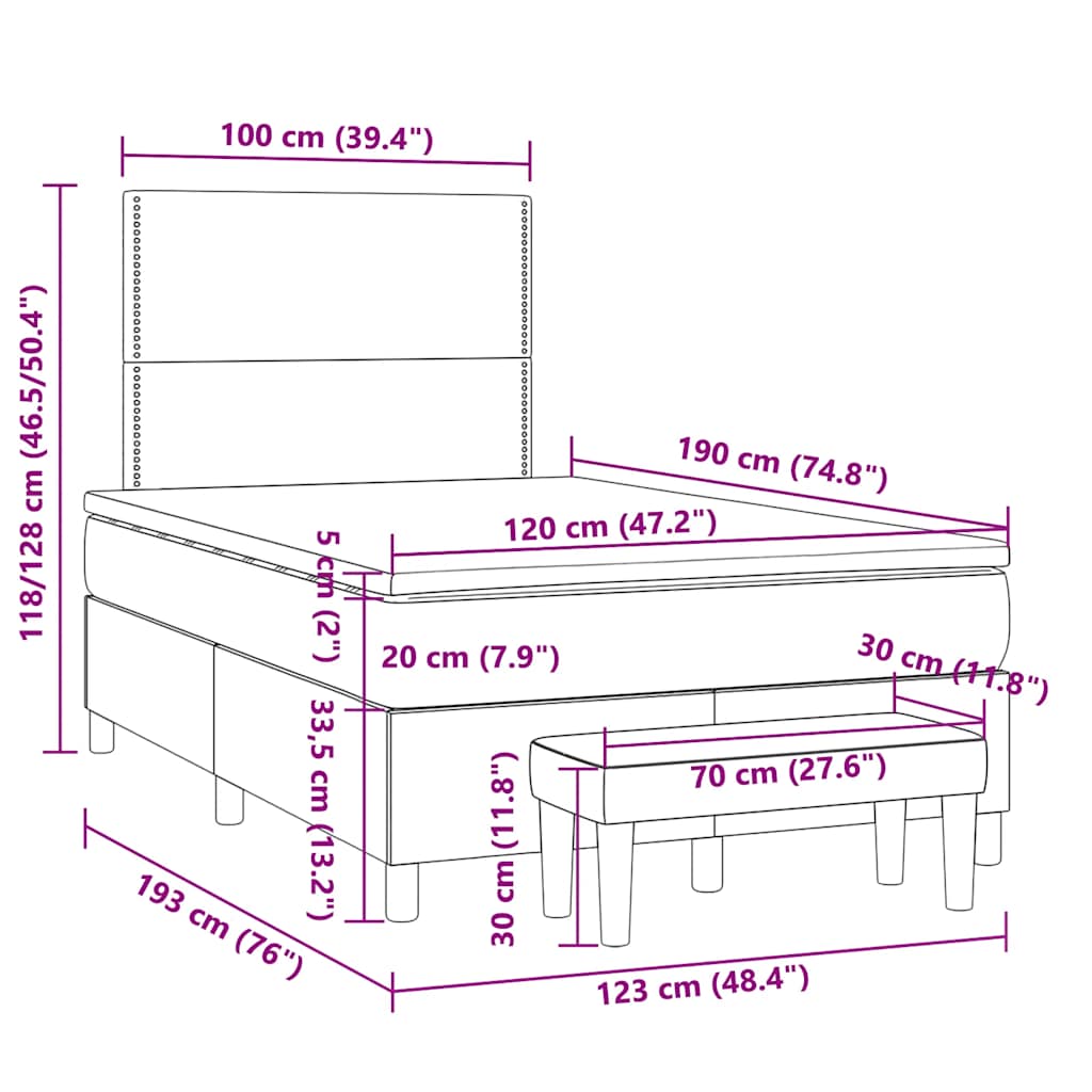 Krevet box spring s madracem bijeli 120x190 cm od umjetne kože