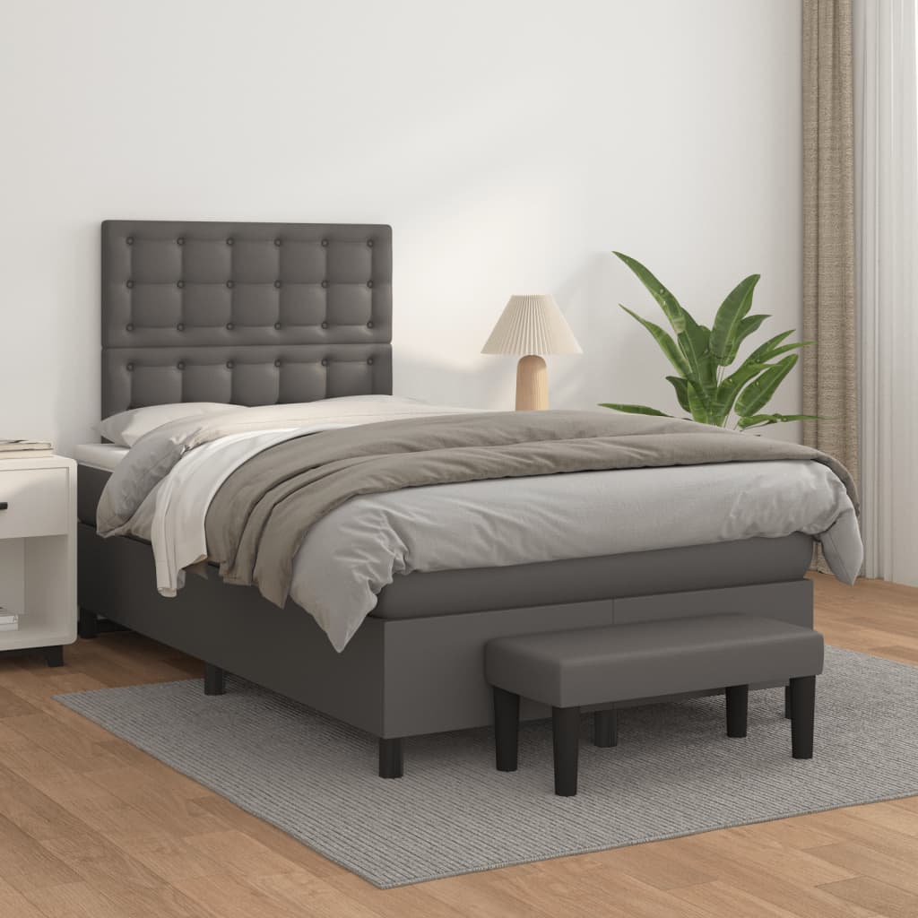 Krevet s oprugama i madracem sivi 120x190 cm od umjetne kože