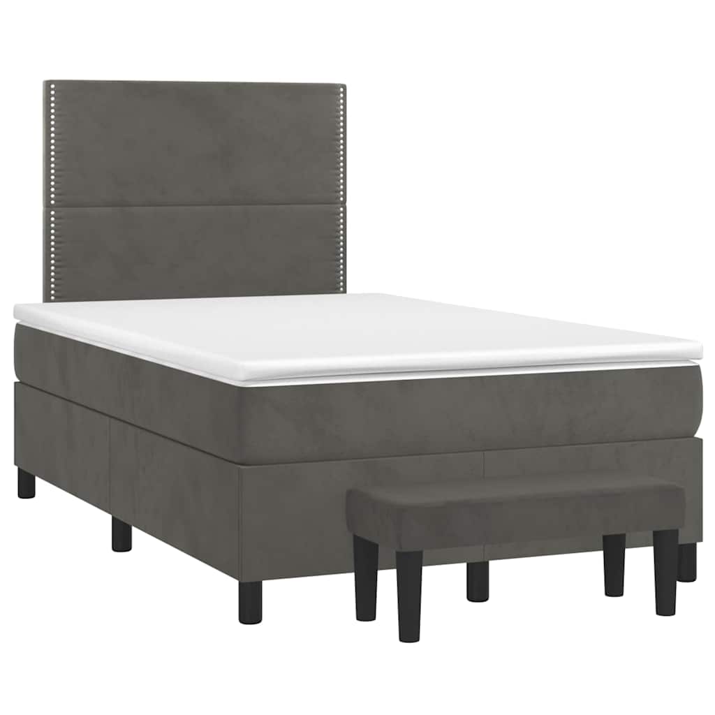 Krevet box spring s madracem tamnosivi 120 x 190 cm baršun