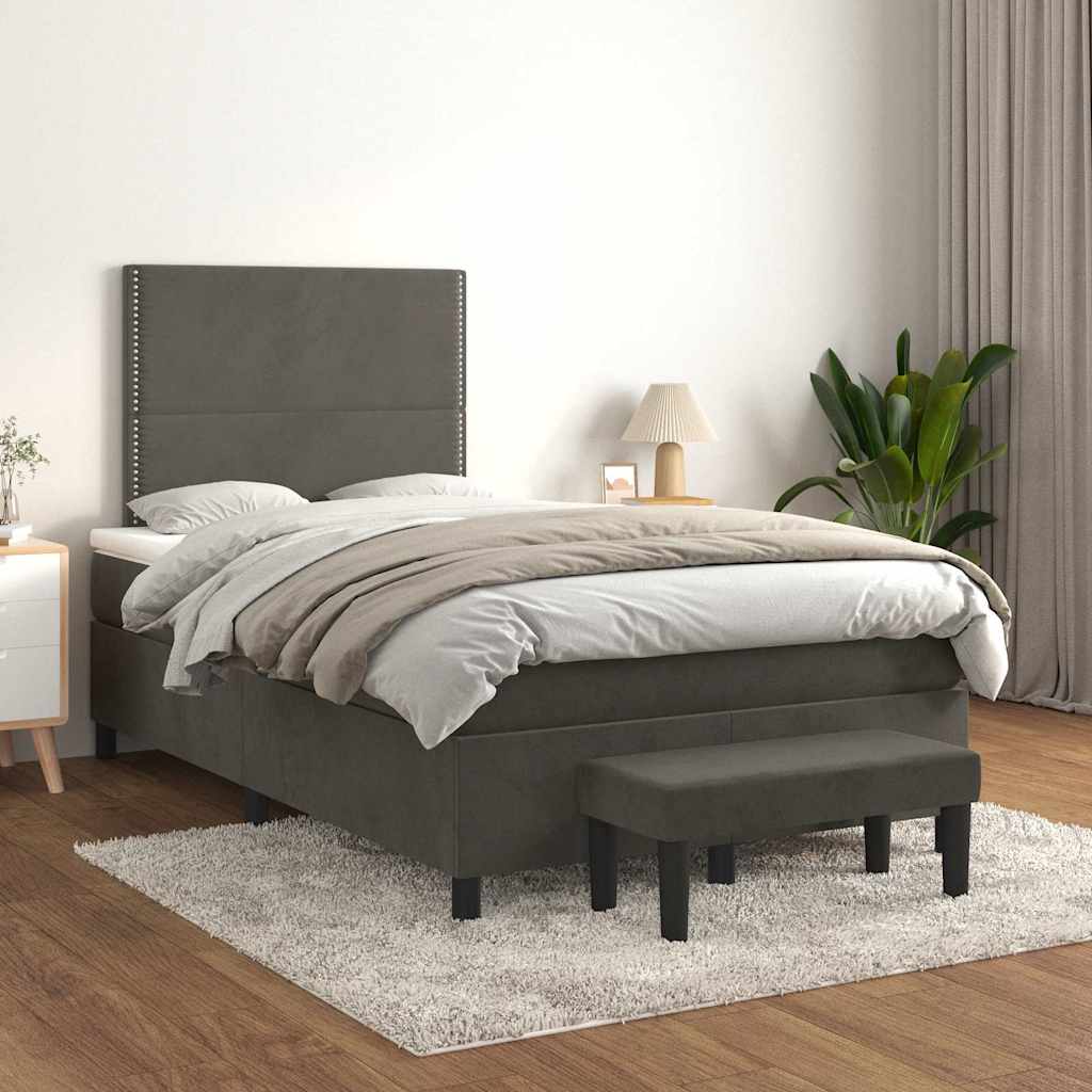 Krevet box spring s madracem tamnosivi 120 x 190 cm baršun