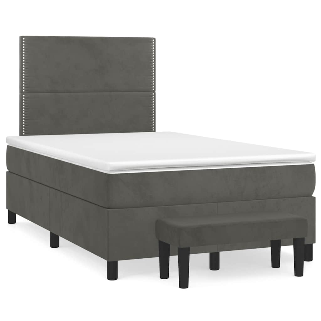 Krevet box spring s madracem tamnosivi 120 x 190 cm baršun