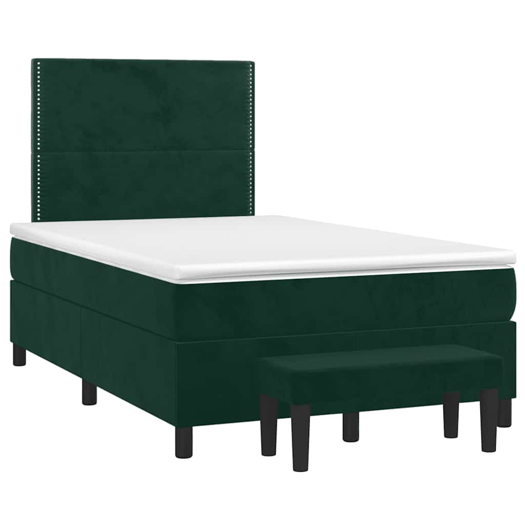 Krevet box spring s madracem tamnozeleni 120x190 cm baršunasti