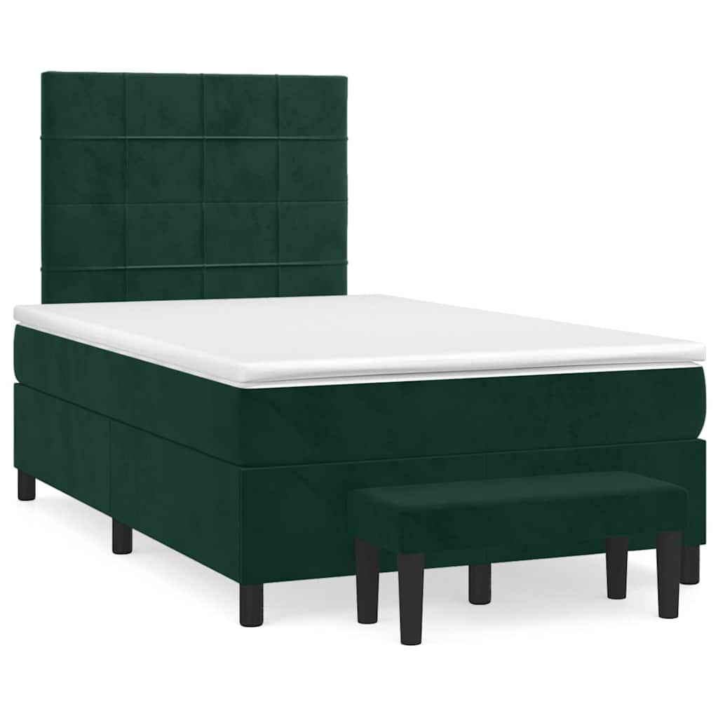 Krevet box spring s madracem tamnozeleni 120x190 cm baršunasti