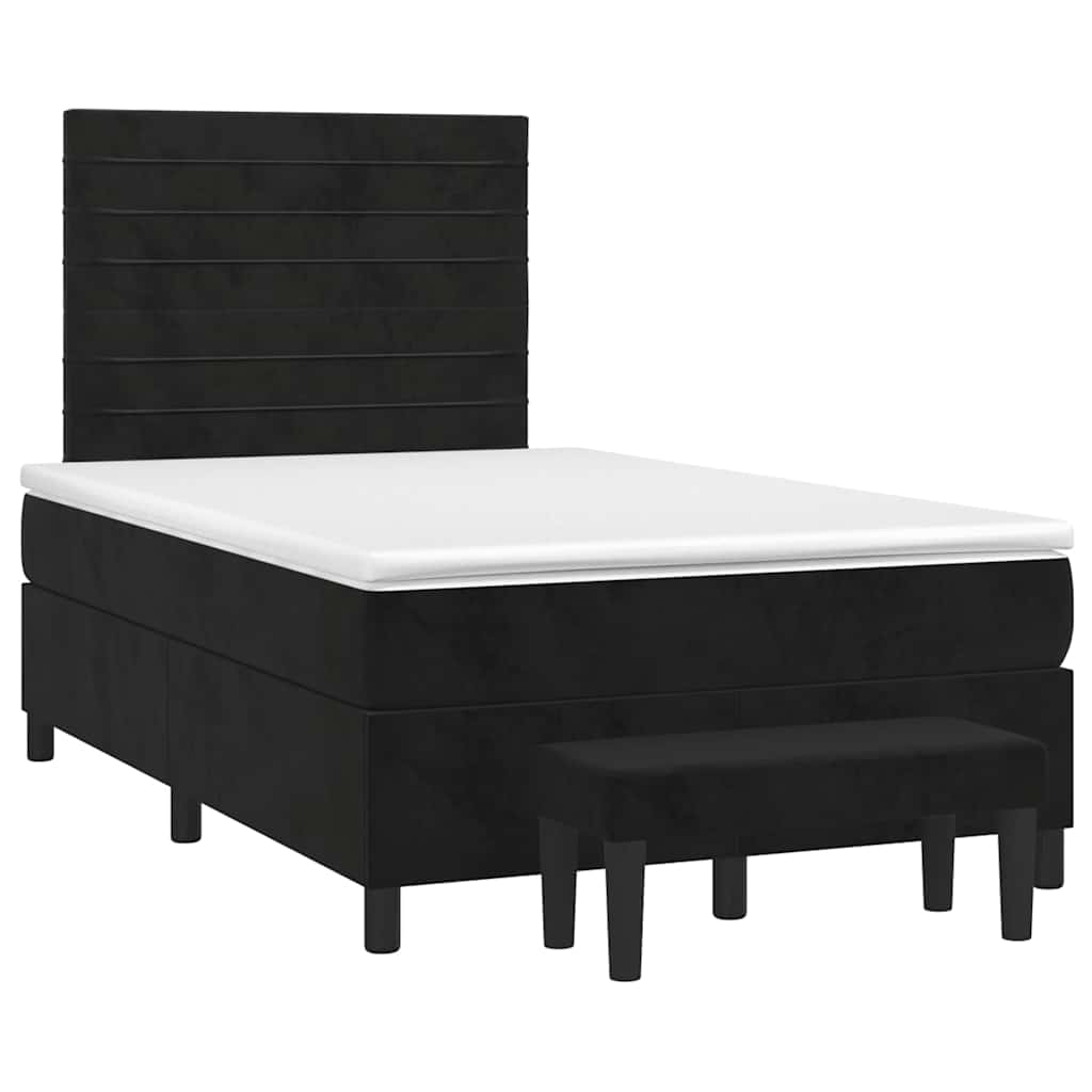 Krevet box spring s madracem crni 120 x 190 cm baršunasti