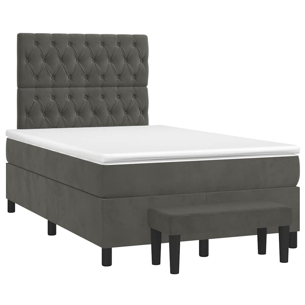 Krevet box spring s madracem tamnosivi 120 x 190 cm baršun