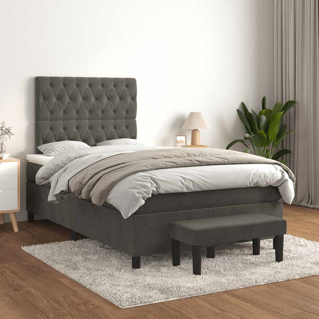 Krevet box spring s madracem tamnosivi 120 x 190 cm baršun