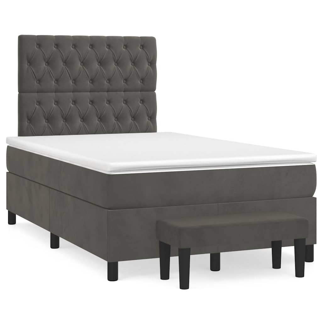 Krevet box spring s madracem tamnosivi 120 x 190 cm baršun
